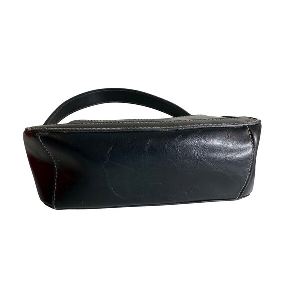 Y2K Vintage‎ Mini Black Leather Shoulder Bag With Silver Buckle Closure - Picture 8 of 9